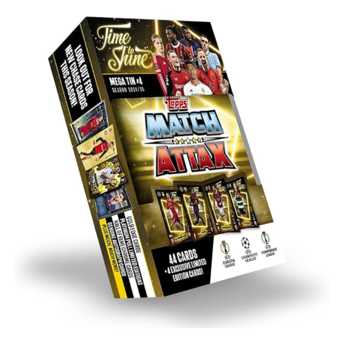 Topps Match Attax 24/25 Mega Tin 'Time to Shine' - Tin 4 - Includes 44 Match Attax Cards Plus 4 Exclusive LE's - Trent Alexander-Arnold, Lamine Yamal, Theo Hernández and Viktor Gyökeres!